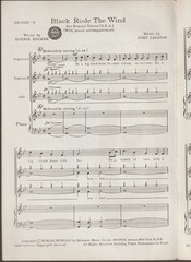 Black Rode the Wind Female Voices Choral SSA Score Sheet Music 1964