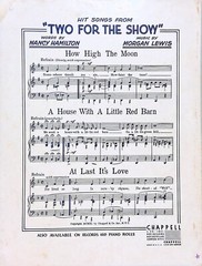 How High The Moon Sheet Music Two For The Show Morgan Lewis Nancy Hamilton 1940