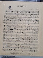 Irving Berlin ALWAYS 1925 Original Piano Vocal Sheet Music Fmaj Wedding Music
