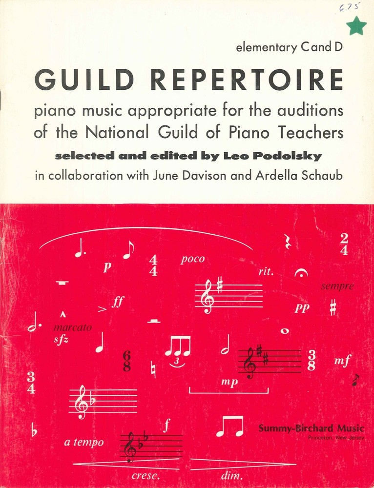 Guild Repertoire Elementary C D Songbook Piano Solo Audition 1961 Podolsky Waltz