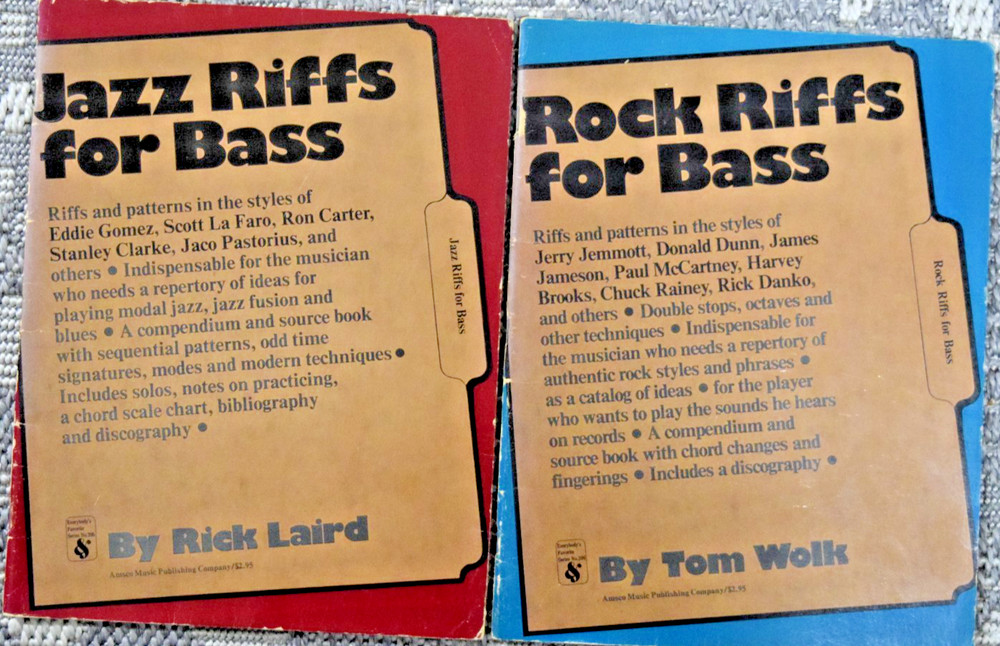 Rock and Jazz Riffs for the Bass. Lot: 2 Vintage Books By Tom Wolk & Rich Laird