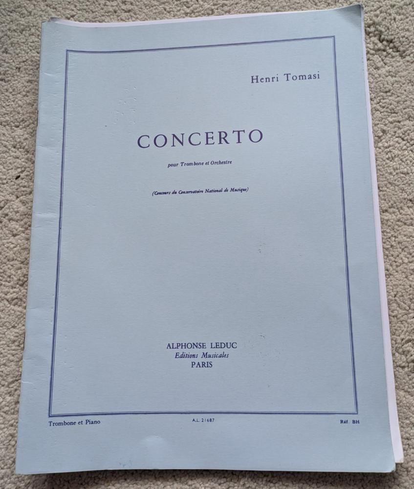 Henri Tomasi Concerto for Trombone and Orchestra Piano Reduction Leduc France