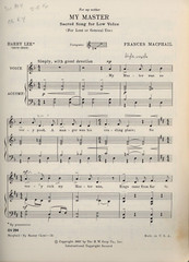 My Master Frances Macphail Low Voice Duo Sheet Music Hymn Gospel Church Choir