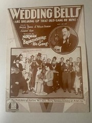 Sheet Music Wedding Bells Are Breaking Up 1929 VG