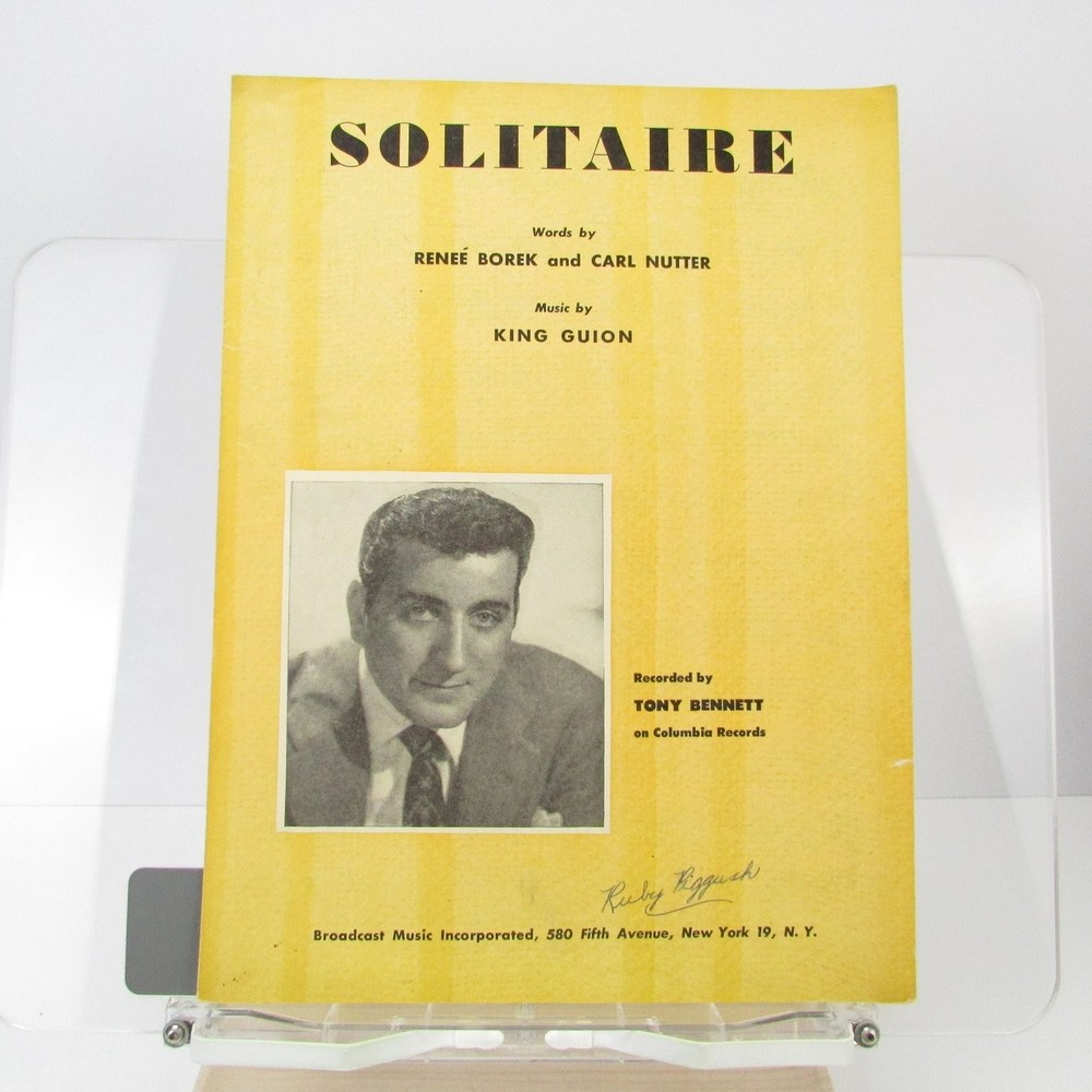 Solitaire Piano Sheet Music as sung by Tony Bennett P/V/G BMI 1951 Guitar