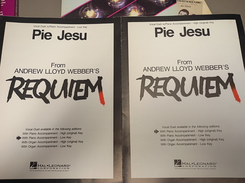 Andrew Lloyd Webber&rsquo;s « Pie Jesu » Requiem Sheet Music Piano Both Low/High Key