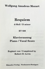 Mozart Requiem in D Minor KV626 Piano Vocal Score Music Book SATB Hanssler 1996