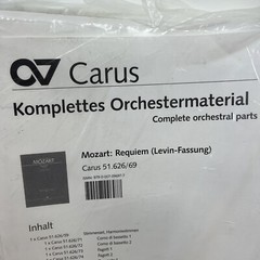 Carus Mozart Requiem (Levin Version) Complete Orchestral Parts Print Edition NEW