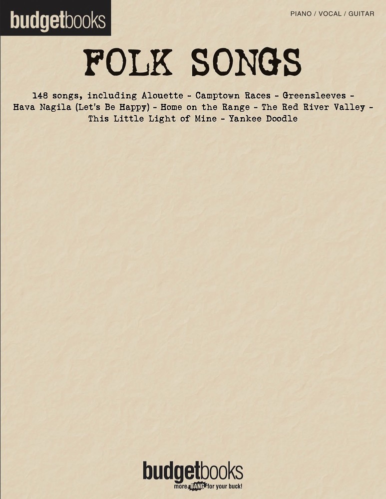 Folk Songs for Piano Sheet Music Guitar Chords Lyrics 148 Favorites Budget Book