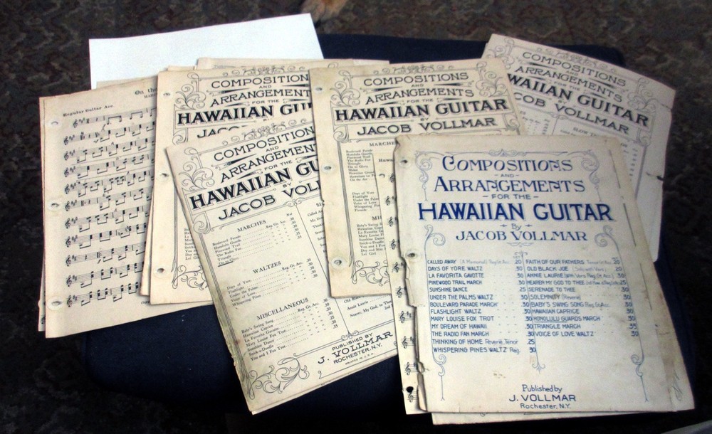Vintage Sheet Music – Multiple Arrangements for Hawaiian Guitar by Jacob Vollmar