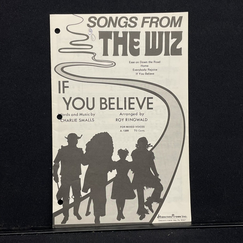 If You Believe Songs From The Wiz Sheet Music For Mixed Voices 8 Pages Vtg 1974