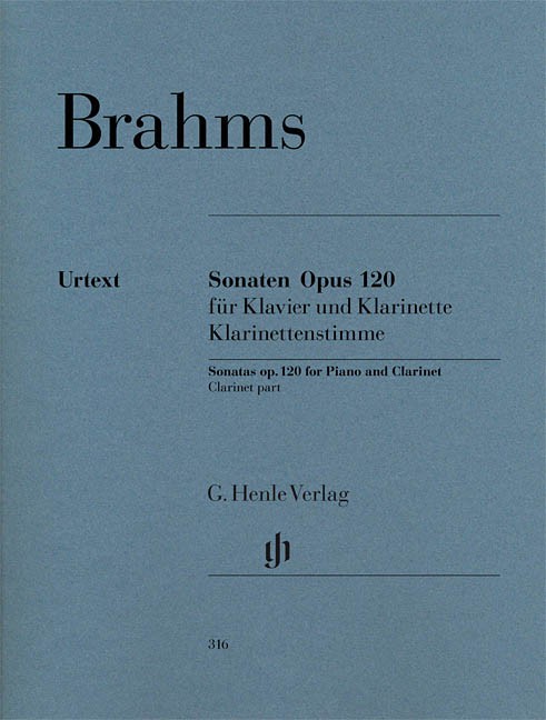 Brahms Sonatas Piano & Clarinet Op 120 No 1-2 Sheet Music Henle Urtext Book