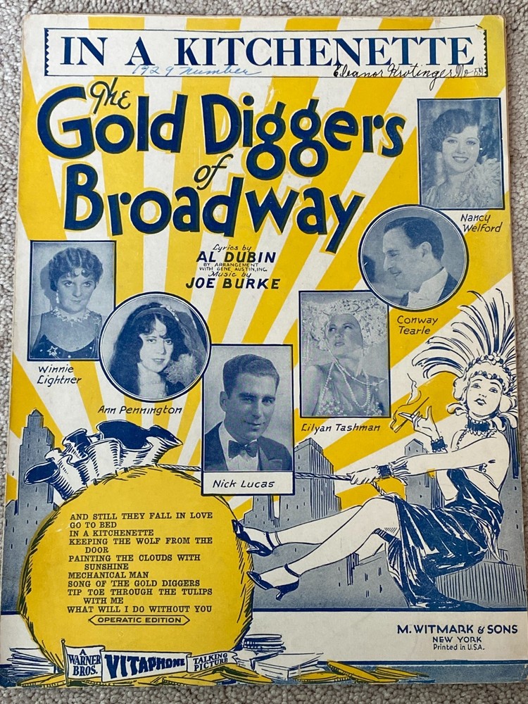 1929 IN A KITCHENETTE Sheet Music GOLD DIGGERS of BROADWAY