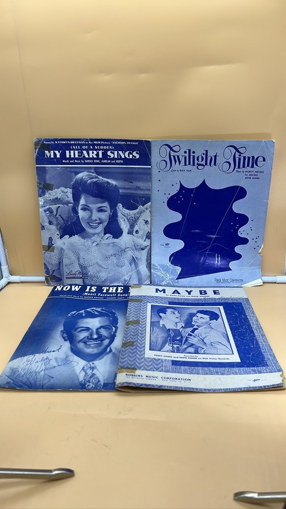 4 SHEET MUSIC Lot My Heart Sings.Twilight Time Now Is. The Maybe Songs. Vintage