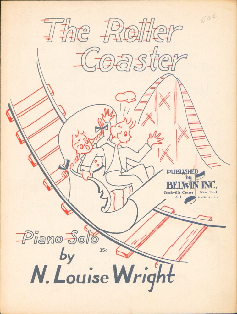 Sheet Music THE ROLLER COASTER Piano Solo by N. LOUISE WRIGHT ©1953