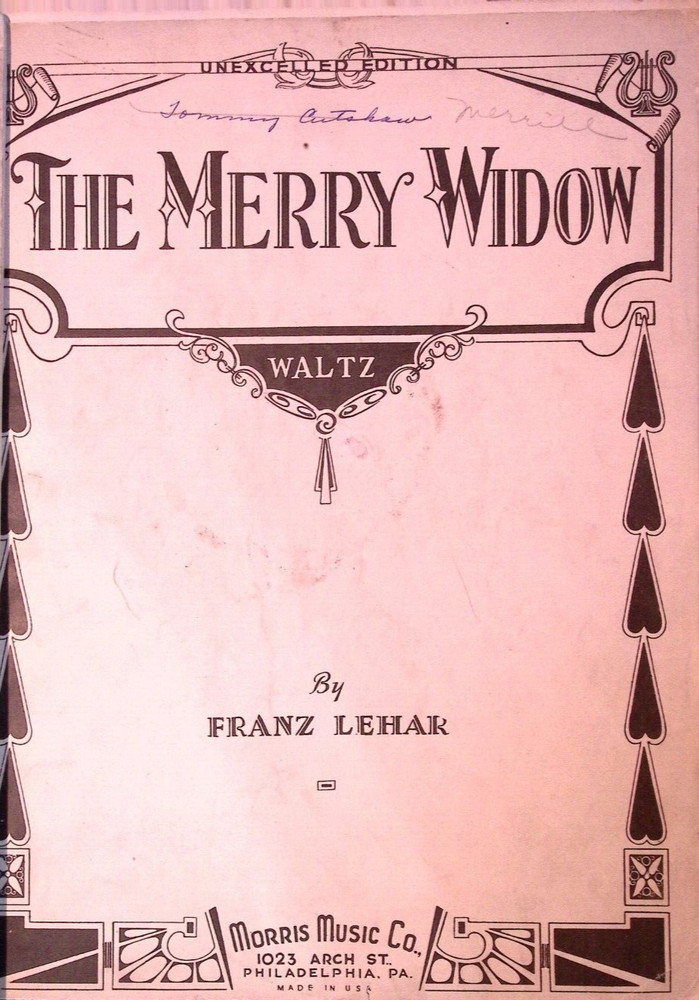 Franz Lehar The Merry Widow Waltz 1933 Morris Music Piano Sheet Music