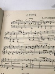 At Evening by N. Louise Wright 1937 piano sheet music 2E