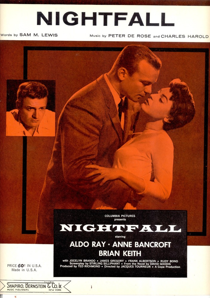 NIGHTFALL Sheet Music « Nightfall » Aldo Ray Anne Bancroft Brian Keith