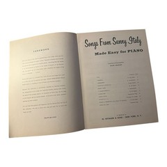 Songs From Sunny Italy Made Easy for Piano Ralph Milligan VTG 1960 NOS