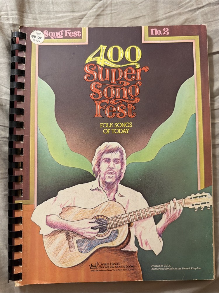 1960’s 1970’s Folk Songbook Song Fest 400 Super Folk Songs Comb Bound Very Good