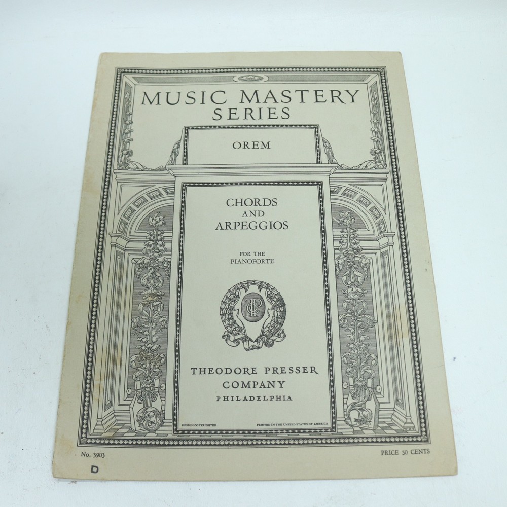 Chords and Arpegios for Piano Songbook Score Music Mastery Series 1902 T Presser