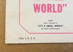 Vintage WALT DISNEY 1963 Sheet Music Institute IT&rsquo;S A SMALL WORLD 4 languages