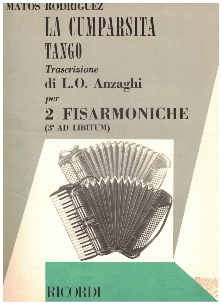 LA CUMPARSITA FOR 2 ACCORDIONS BY L.O. ANZAGHI *ITALY – ACCORDION SOLO MUSIC NOS