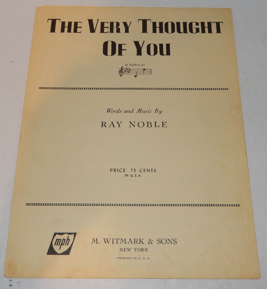 The Very Thought of You Sheet Music Ray Noble M. Witmark & Sons Jazz Vtg