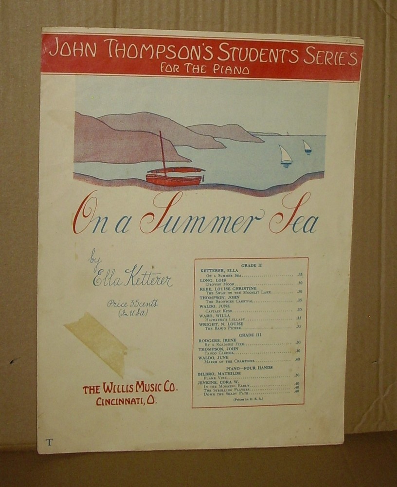 Vintage Sheet Music ON A SUMMER SEA by Ella Ketterer 1936