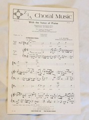 WITH THE VOICE OF PRAISE Sheet Music 1966 Choral Mixed Voices Piano Religious