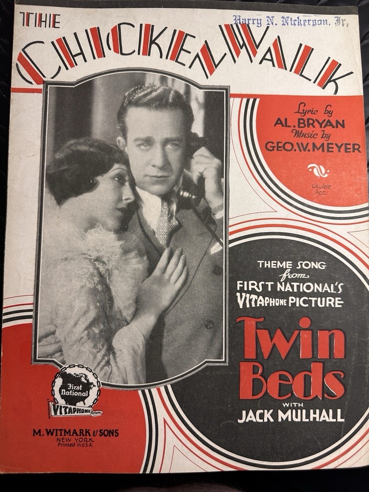 P 1929 Photoplay Sheet Music TWIN BEDS ‘The Chicken Walk’ Patsy Ruth Miller