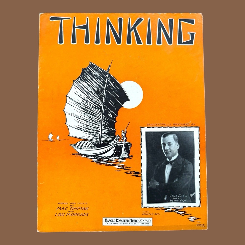 Thinking Sheet Music Herb Carlin Ukulele Chords Harold Rossiter Chicago 1926