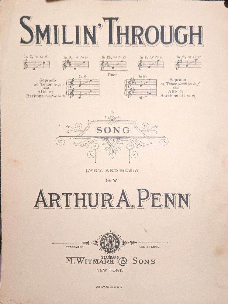 M. Witmark & Sons Smilin&rsquo; Through Vocal Duet Voice Sheet Music