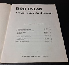 1963 Bob Dylan Songbook « The Times They Are A Changin » Song Book Chords