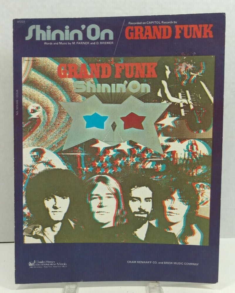 Shinin&rsquo; On Sheet Music Grand Funk Piano Vocal Chords 70s Rock N Roll F3Q