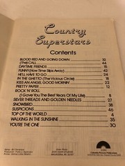 Country Superstars; Instant Play for Organ, Piano, Guitar, Vocal 1980 Vintage