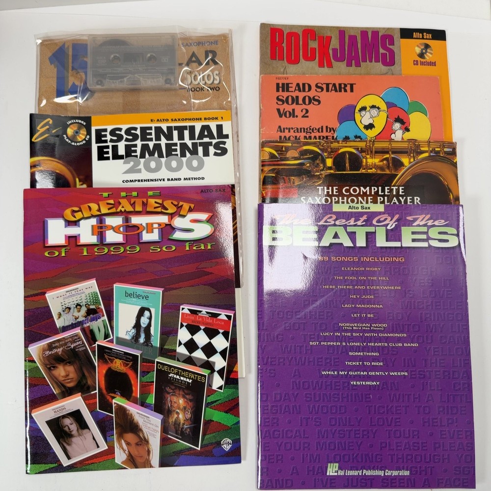 Lot Music Books: Greatest Hits, Saxophone Player, Rock Jams, Essential Elements
