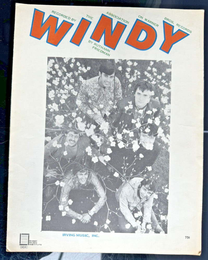 Vintage 1967 Windy Sheet Music The Association Ruthann Friedman Pop Folk Hit