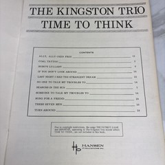 The Kingston Trio TIME TO THINK Vocal Album No. 19 Songbook 1960&rsquo;s
