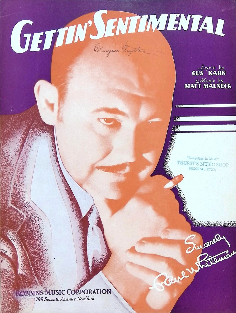 Gettin Sentimental Sheet Music Paul Whiteman Matt Malneck Gus Kahn 1931 Fox Trot