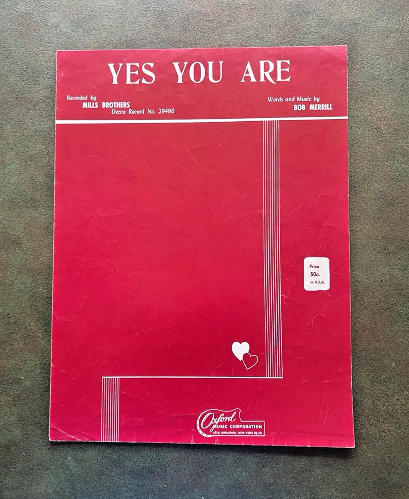 Sheet Music – Yes You Are (1951) by Bob Merrill