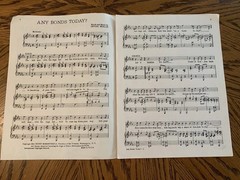 Vintage 1941 Sheet Music Cover, “ Any Bonds Today” By Irving Berlin,Uncle Sam
