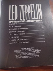 Led Zeppelin Guitar Tab Songbook Off The Record (4th Album) Tabulature Good