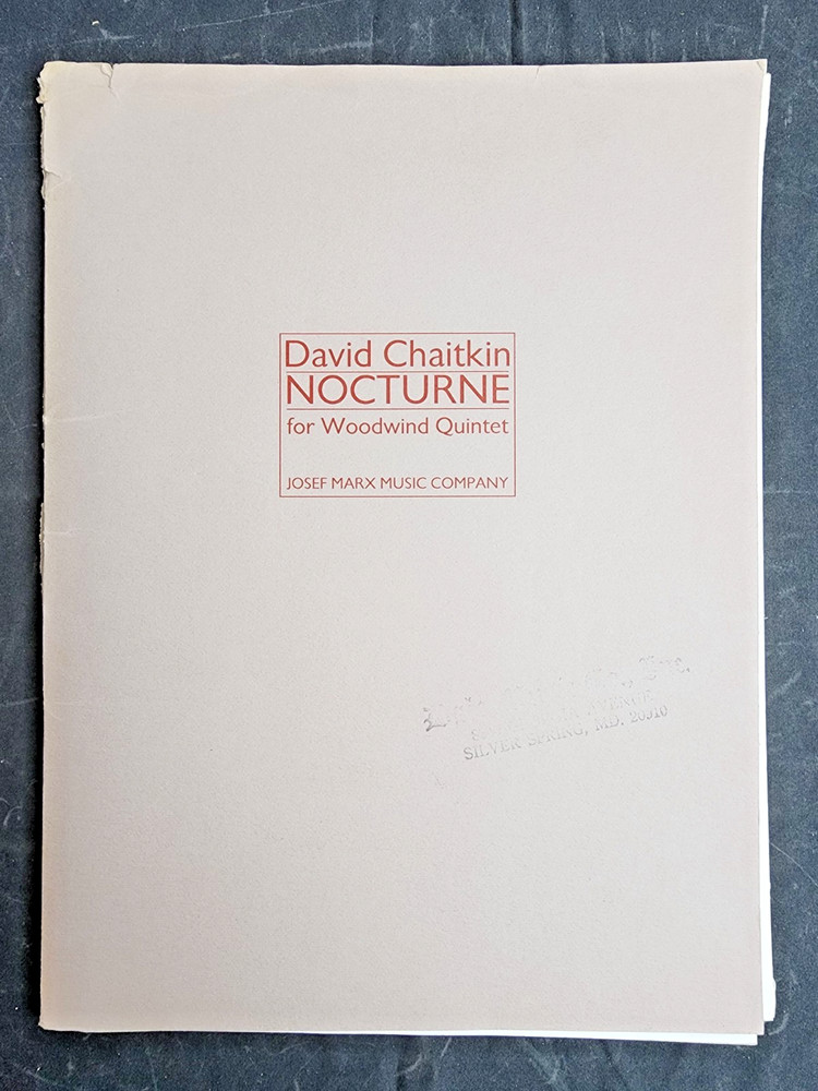 David Chaitkin Nocturne for Woodwind Quartet – Full Score and Parts