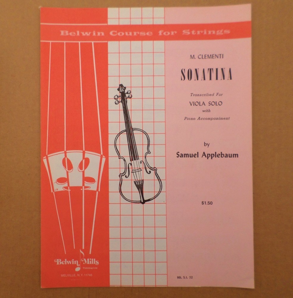 M. Clementi Sonatina Transcribed for Viola with Piano Accompaniment Applebaum