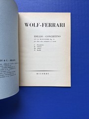 Wolf-Ferrari – Idillio Concertino Op. 15 – Ricordi Miniature Study Score PB VG