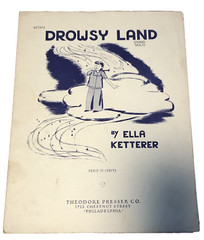1943 Drowsy Land Piano Solo Sheet Music By Ella Ketterer