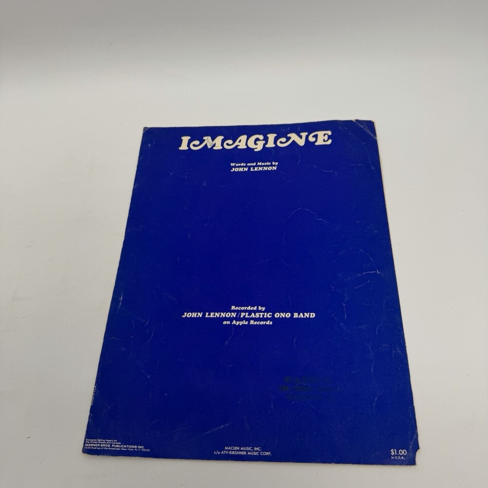 Vintage 1971 John Lennon Imagine Sheet Music Plastic Ono Band Beetlemania