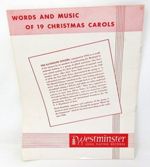19 Christmas Carols Sheet Music Book Westminister Records Words US Seller
