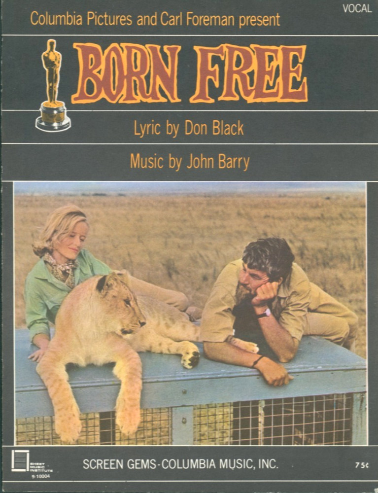 Born Free Sheet Music Piano Voice Guitar w Simplified Piano Solo 1966 Williams